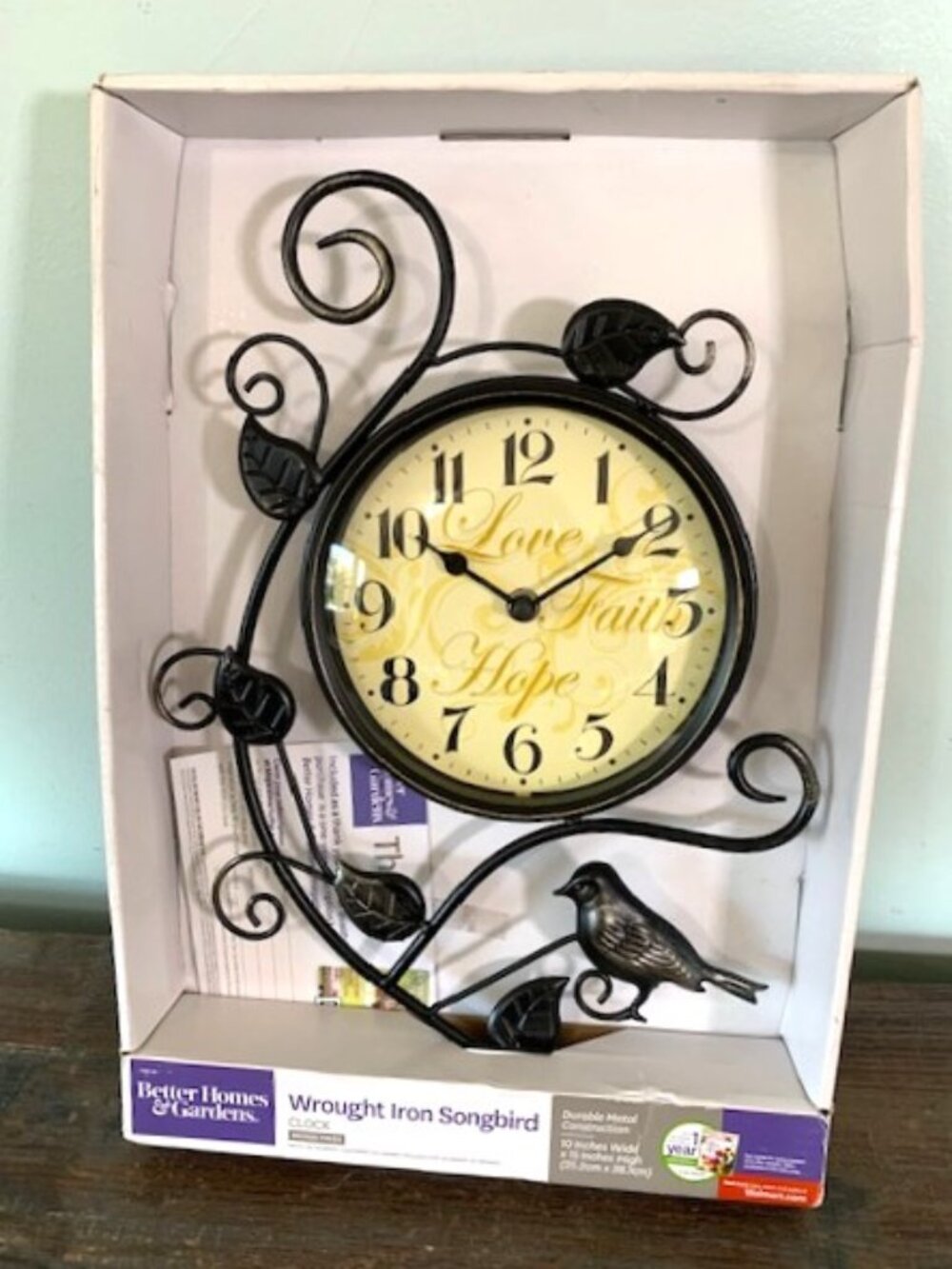 Better Homes & Garden Wrought Iron Songbird Wall Clock